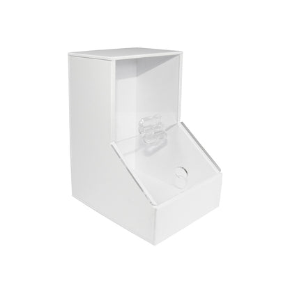 TrippNT 50408 Small Dispensing Bin 1 Compartment Lid - Compact White PVC Front View