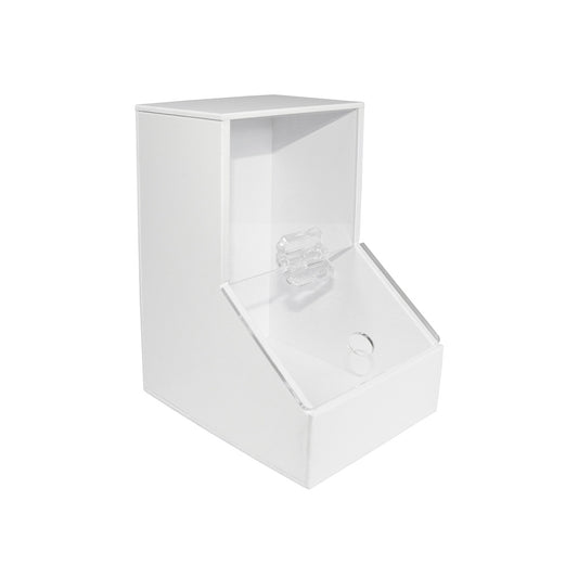 TrippNT 50408 Small Dispensing Bin 1 Compartment Lid - Compact White PVC Front View