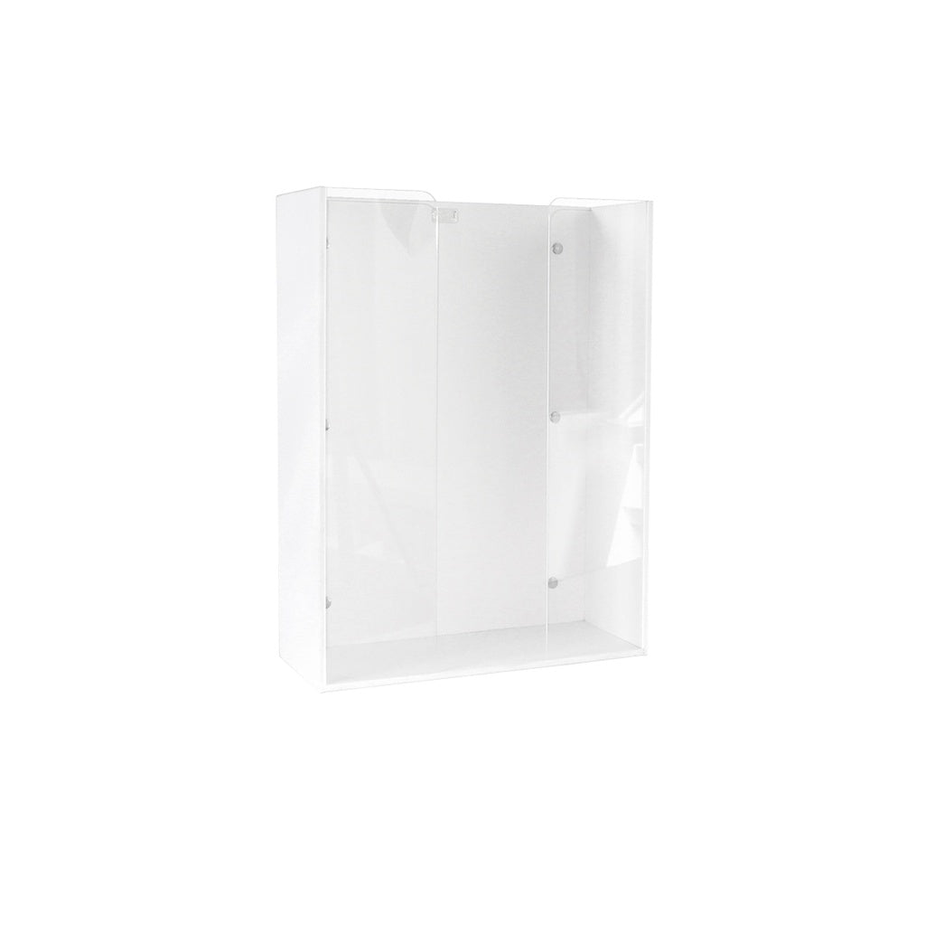 TrippNT 50558 — primary hero, white PVC/clear acrylic triple glove box holder with magnet backing — 3-bay visual inventory