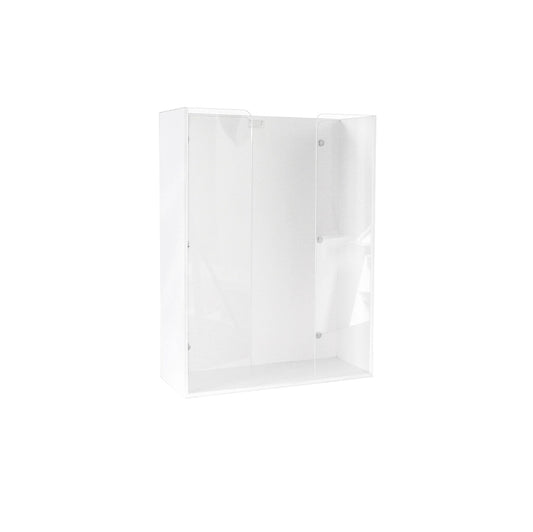 TrippNT 50558 — primary hero, white PVC/clear acrylic triple glove box holder with magnet backing — 3-bay visual inventory