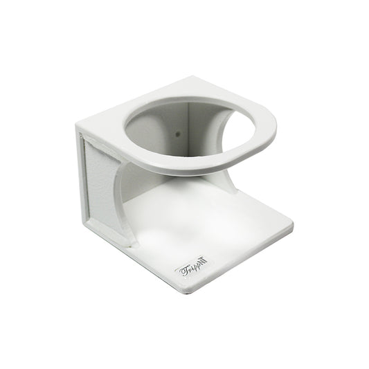 TrippNT 50569 — primary hero, single HDPE bottle holder 500mL — white HDPE circle-slot keyhole wall mount