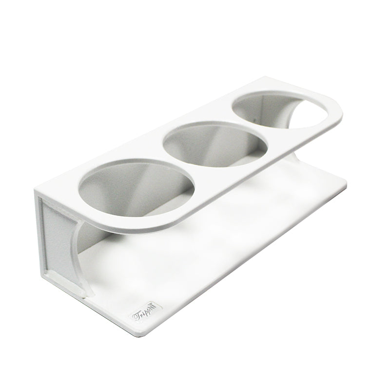 TrippNT 50571 — primary hero, triple HDPE bottle holder 500mL — white HDPE 3-slot keyhole wall mount