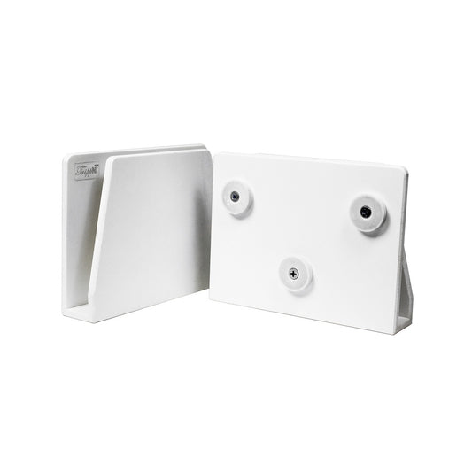 TrippNT 50704 — primary hero, white PVC small book holder with rare-earth magnet backing — open-top slot for SOP binders and lab notebooks
