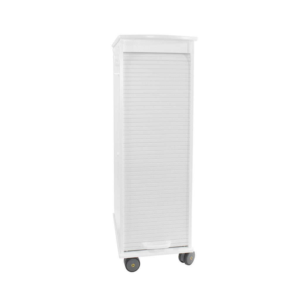 TrippNT 50729 White MRI Narrow Locking Cart HDPE Tambour Door Full View