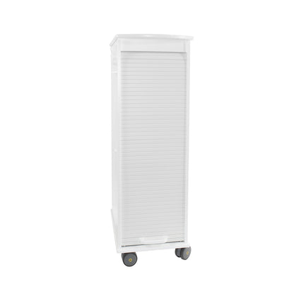 TrippNT 50729 White MRI Narrow Locking Cart HDPE Tambour Door Full View