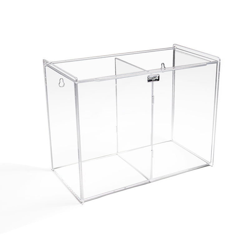 TrippNT 50778 Double Face Mask Holder Clear Acrylic Hinged Lid Front View