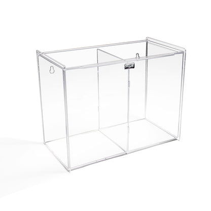 TrippNT 50778 Double Face Mask Holder Clear Acrylic Hinged Lid Front View
