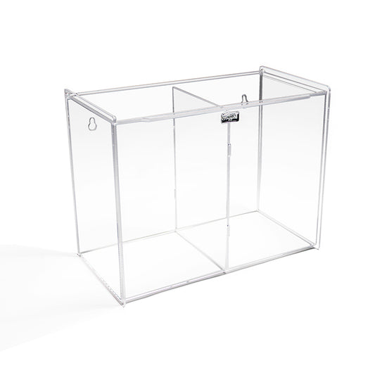 TrippNT 50778 Double Face Mask Holder Clear Acrylic Hinged Lid Front View