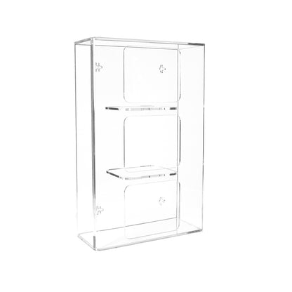TrippNT Triple Side Loading Glove Box Holder SKU 50826 - Clear Acrylic 3-Box PPE Dispenser Wall Mount