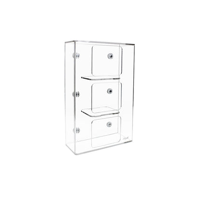 TrippNT 50952 — primary hero, clear acrylic triple side loading glove box holder with magnet backing — no-drill BSC 3 bay
