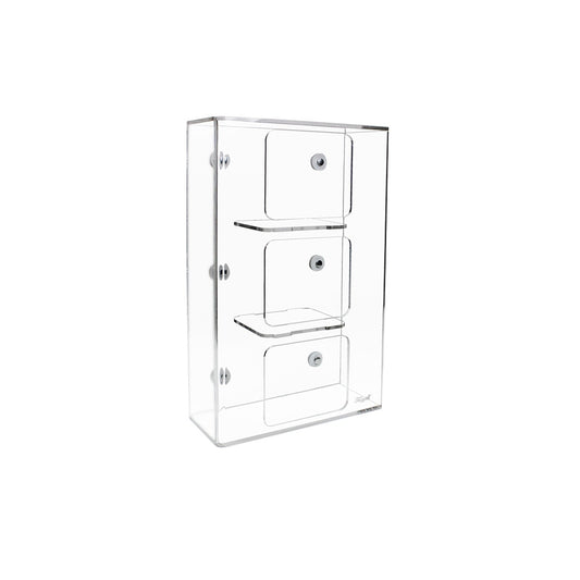 TrippNT 50952 — primary hero, clear acrylic triple side loading glove box holder with magnet backing — no-drill BSC 3 bay