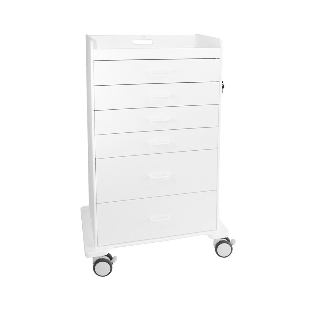 Procedure Cart, 6-Drawer HDPE 31-Inch, Anesthesia/OR — Black & White, 1/Each | TrippNT