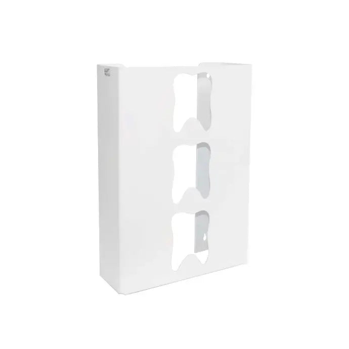 TrippNT 51055 Priced Right Triple Tooth Glove Box Dispenser - Three-Bay Vertical White Styrene Front View