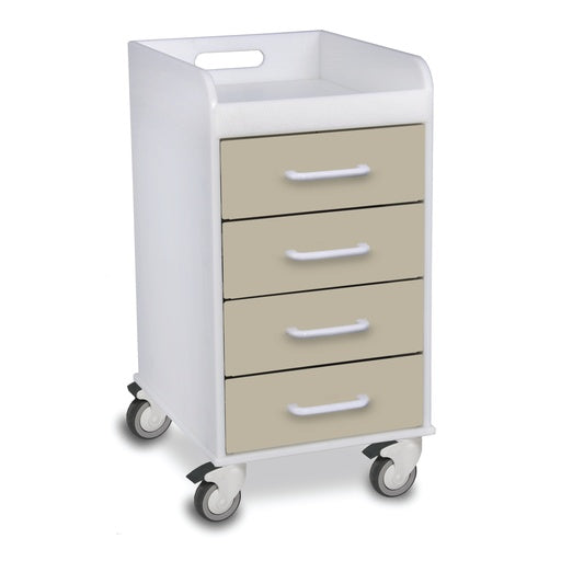 TrippNT 51087 Compact Cart Almond Beige Drawers - 14-Inch Wide 4-Drawer Under-Counter Cart Front View