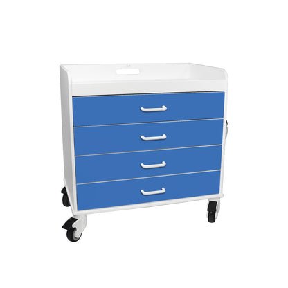 TrippNT 51131 Extra Wide Compact Cart Global Blue Drawers HDPE Front View