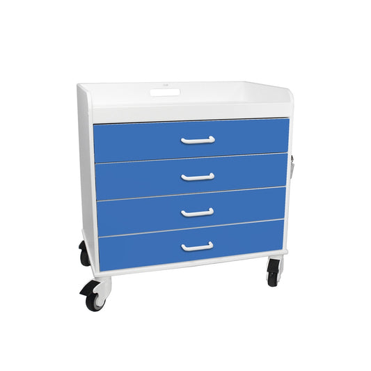 TrippNT 51131 Extra Wide Compact Cart Global Blue Drawers HDPE Front View