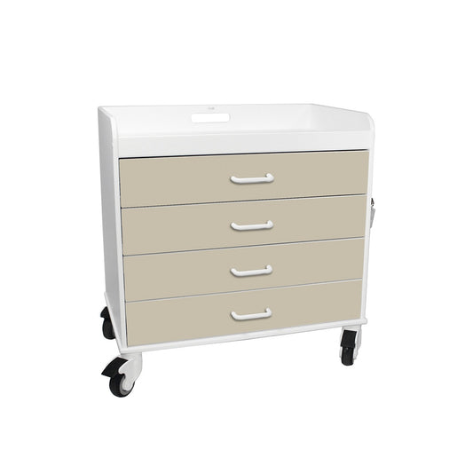 TrippNT 51138 Extra Wide Compact Cart Almond Beige Drawers HDPE Front View