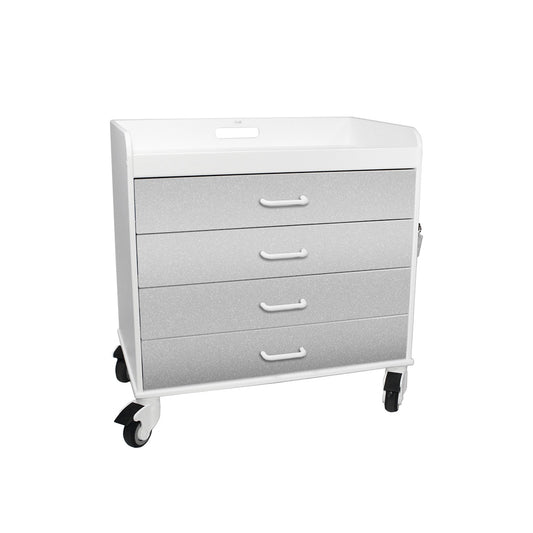 TrippNT 51139 Extra Wide Compact Cart Metallic Silver Drawers HDPE Front View