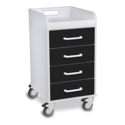 TrippNT 51146 Compact Cart Black Drawers - 14-Inch Wide 4-Drawer Under-Counter Cart Front View