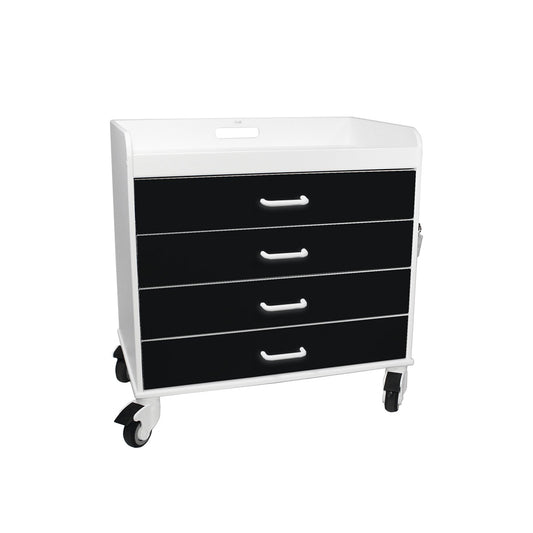 TrippNT 51362 Extra Wide Compact Cart Black Drawers HDPE Front View