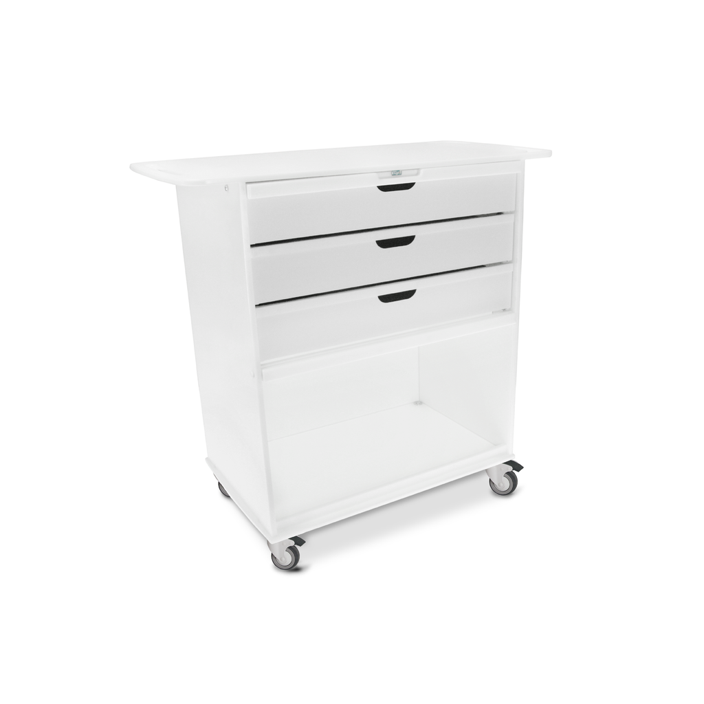 TrippNT 51801 Extra Wide Core Cart White Drawers HDPE Full Front View
