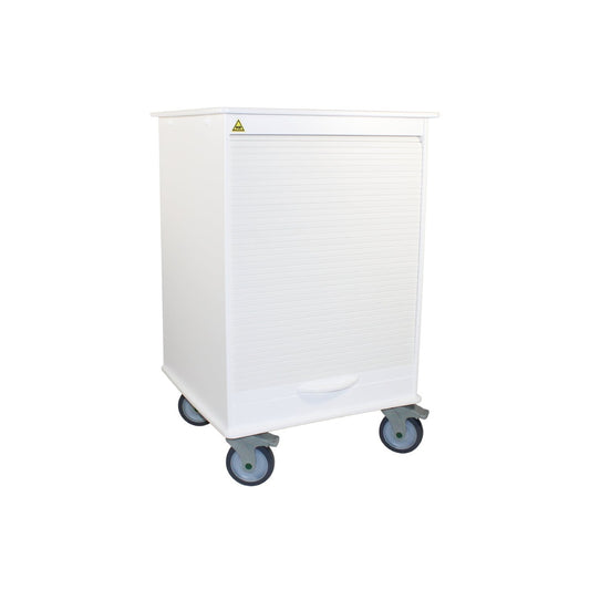 TrippNT 51820 MRI Maui Lab Island Cart - Non-Ferrous HDPE Tambour Door Island Workstation Front View