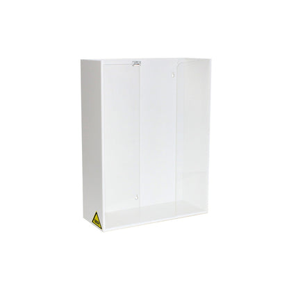 TrippNT 51874 MRI Triple Glove Box Holder Clear Front - White PVC Clear Acrylic Three-Bay MR Safe Front View