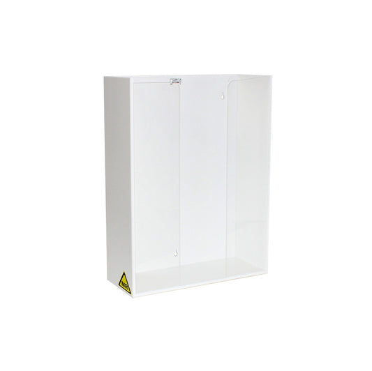 TrippNT 51874 MRI Triple Glove Box Holder Clear Front - White PVC Clear Acrylic Three-Bay MR Safe Front View