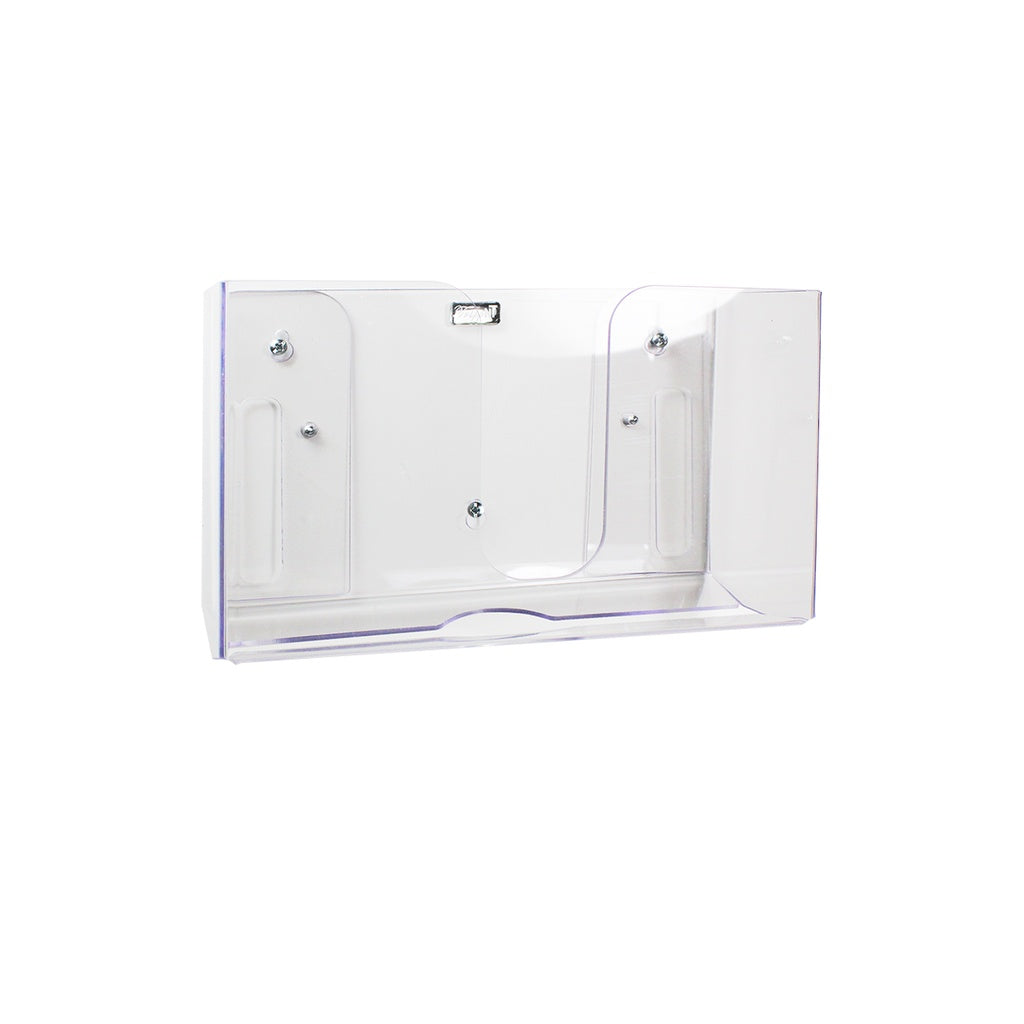 TrippNT 51937 Narrow Clear Dual Dispensing Paper Towel Holder - Clear PETG Compact 9.875-Inch Wide Front View