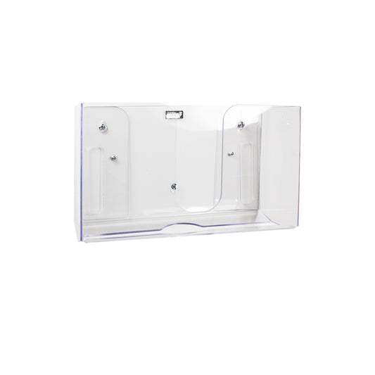 TrippNT 51937 Narrow Clear Dual Dispensing Paper Towel Holder - Clear PETG Compact 9.875-Inch Wide Front View