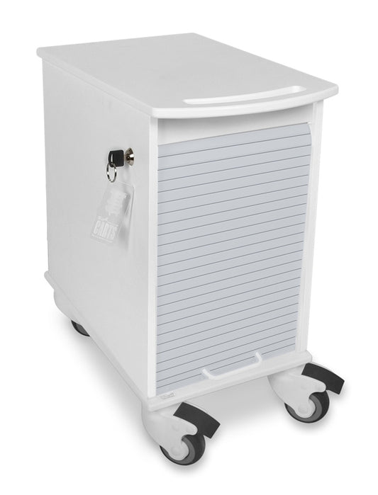 TrippNT 51995 Narrow Locking Cart 3 Shelves Gray - 11.875-Inch Wide Short HDPE Gray Tambour Cart