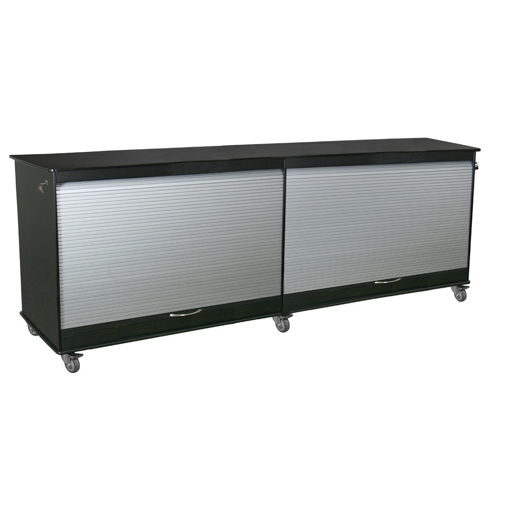 TrippNT 52943 Black Belize Lab Island Cart HDPE Tambour Door Full View