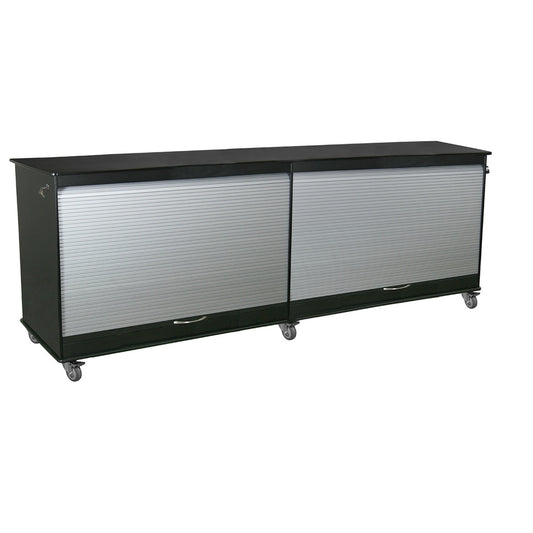 TrippNT 52943 Black Belize Lab Island Cart HDPE Tambour Door Full View