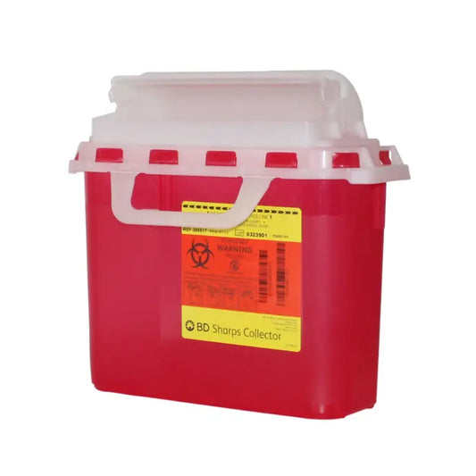 BD Sharps Container 5.4 Quart Red Polypropylene Front View