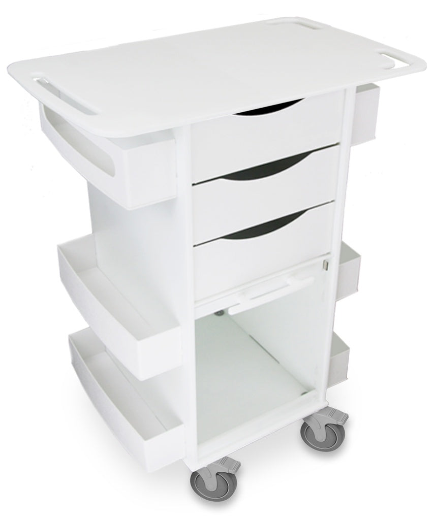 TrippNT 53369 Core DX Extended Top Cart with Sliding Door - Wide HDPE Cart 29x19 Work Surface Front View