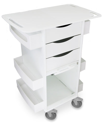 TrippNT 53369 Core DX Extended Top Cart with Sliding Door - Wide HDPE Cart 29x19 Work Surface Front View
