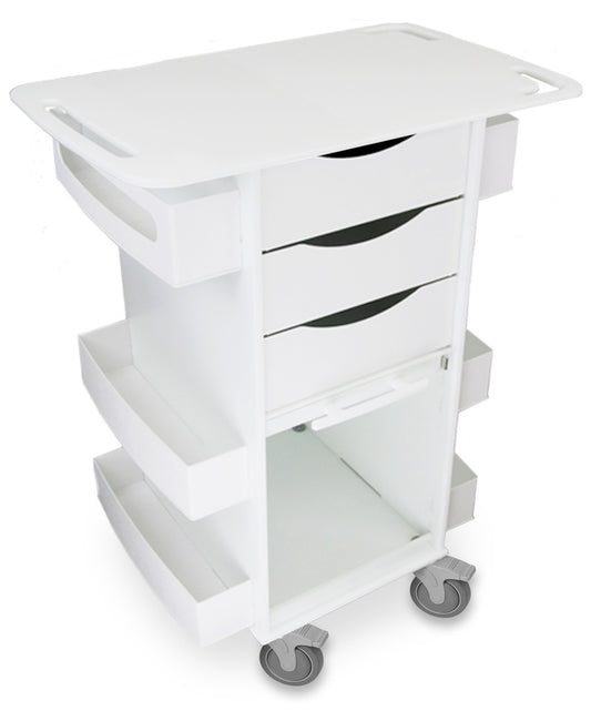 TrippNT 53369 Core DX Extended Top Cart with Sliding Door - Wide HDPE Cart 29x19 Work Surface Front View