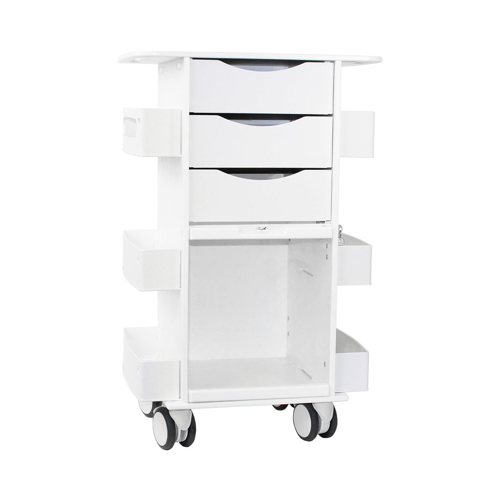 TrippNT 53370 Core DX Cart White Drawers Sliding Door - Standard HDPE Clinical Supply Cart Front View