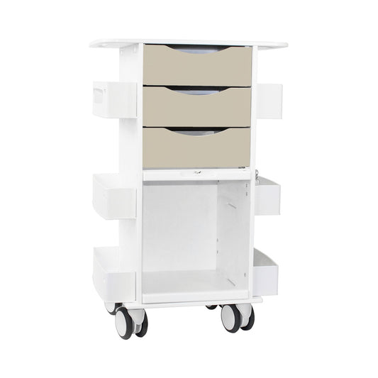 TrippNT 53371 Core DX Cart Almond Beige Drawers Sliding Door - HDPE Clinical Cart Front View