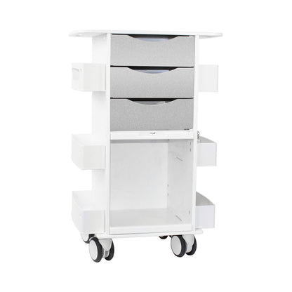 TrippNT 53372 Core DX Cart Metallic Silver Drawers Sliding Door - HDPE Clinical Cart Front View