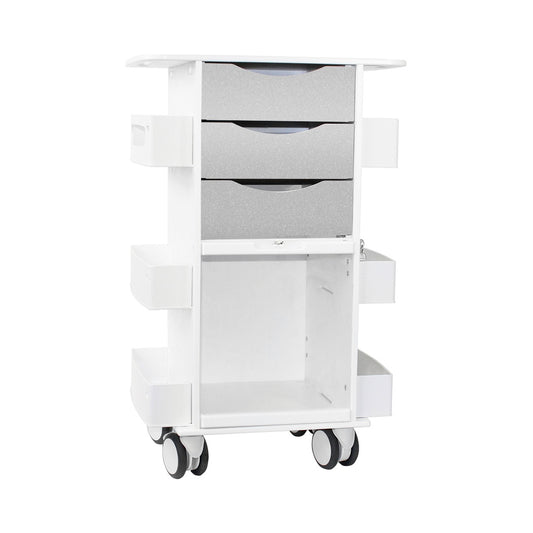 TrippNT 53372 Core DX Cart Metallic Silver Drawers Sliding Door - HDPE Clinical Cart Front View