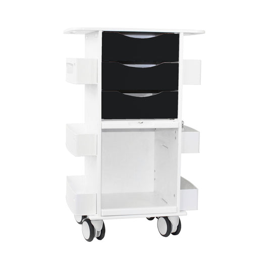 TrippNT 53382 Core DX Cart Black Drawers Sliding Door - HDPE Clinical Cart Front View