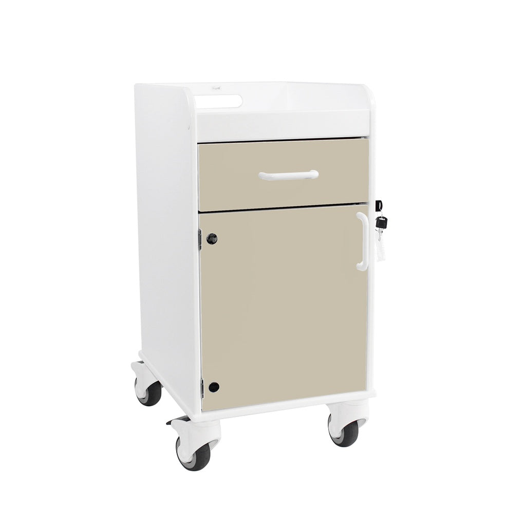 TrippNT 53406 Bedside Cart Almond Beige Drawer HDPE Front View