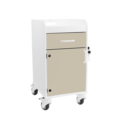 TrippNT 53406 Bedside Cart Almond Beige Drawer HDPE Front View