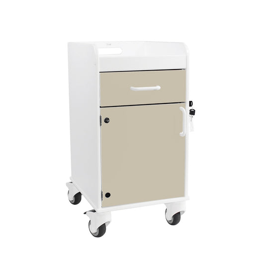 TrippNT 53406 Bedside Cart Almond Beige Drawer HDPE Front View