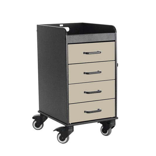 TrippNT 53434 Black Compact Cart Almond%20Beige Drawers - Black-Body 4-Drawer Under-Counter Cart Front View