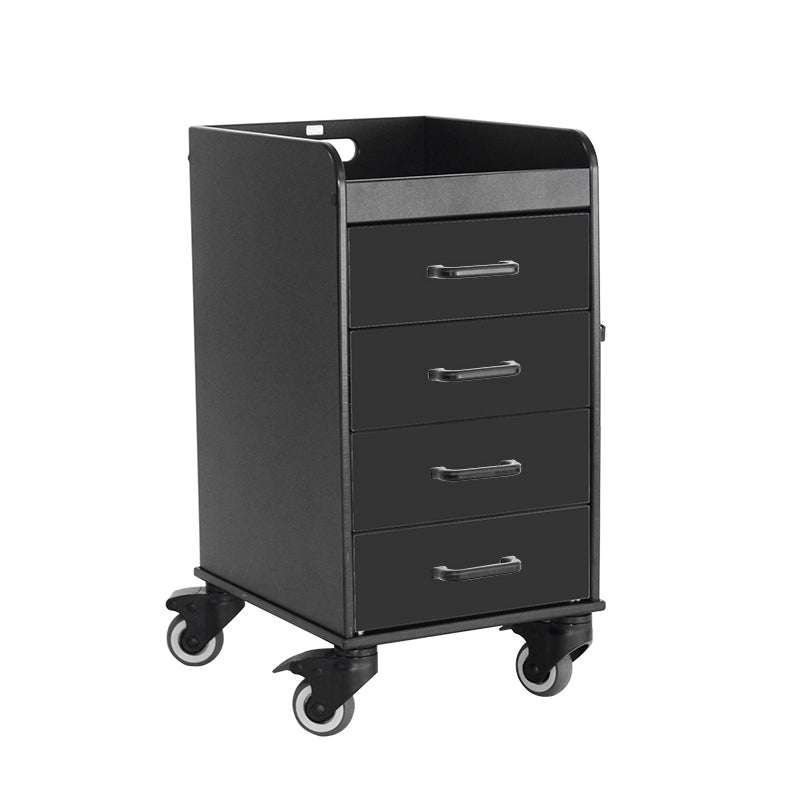 TrippNT 53436 Black Compact Cart Black Drawers - Black-Body 4-Drawer Under-Counter Cart Front View