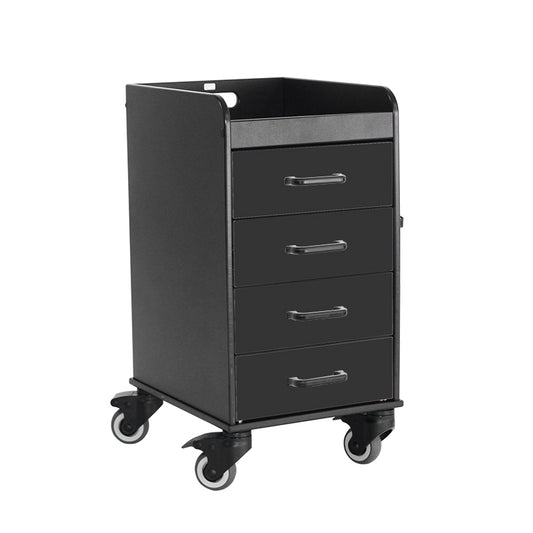 TrippNT 53436 Black Compact Cart Black Drawers - Black-Body 4-Drawer Under-Counter Cart Front View