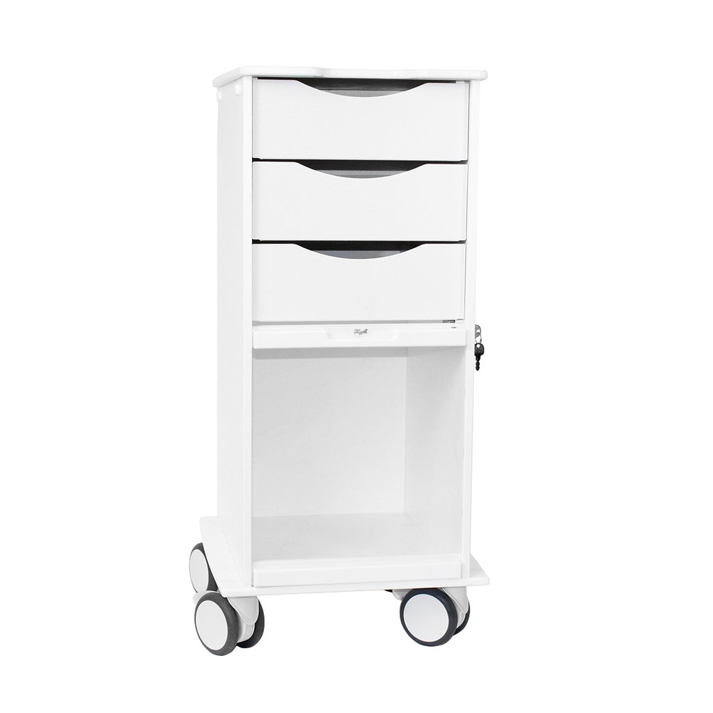 3-Drawer Mobile Lab Cart, HDPE with 4" Twin Wheels — 2 Drawer Colors, 1/Each | TrippNT