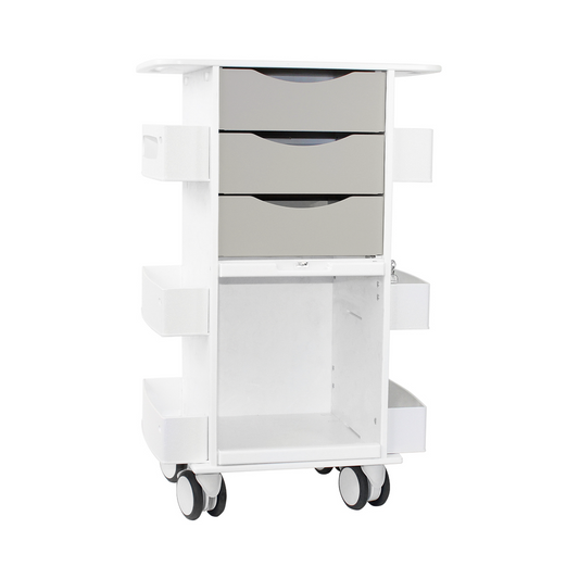 TrippNT 53481 Core DX Cart Dolphin Gray Drawers Sliding Door - HDPE Clinical Cart Front View